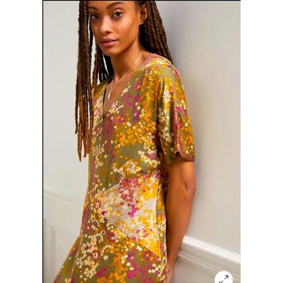 Anthropologie Tiny Shoreline Floral Midi Dress Sz Small - Picture 15 of 16